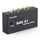 Fosi Audio Box X1 Phono-Vorverstärker für MM-Plattenspieler Mini-Stereo-Audio-HiFi-Phonograph/Plattenspieler-Vorverstärker mit 3,5mm Kopfhörer und RCA-Ausgang mit 12-V N
