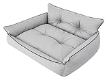 Hundebett Haustierbett Liegen Hundekissen Gesteppt Bett Hundeliege Hundematratze Sofa Tierbett Hundesofa Matratze, XXL - 106 x 80 cm, Asche Ök