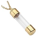 Zysta Edelstahl Acryl Memorial Urnen Anhänger Halskette Pillendose Asche Anhänger + Trichter füllen Kit (Gold)