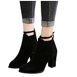 Binggong Stiefeletten Damen Spitze Blockabsatz Chelsea Boots Stiefel Flandell High Heels Damenstiefel Schöne Stiefelette Elegante Damenschuhe Schlupfstiefel Pumps Halb