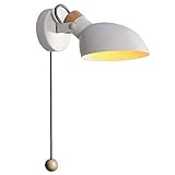 Nordic Holz Wandlampe Mit Zugschalter Innen Einfach Industrial Wandleuchte LED Nachttischlampe Kinderzimmer Deko Lampe Schlafzimmer Wandbeleuchtung E14 Metal Lampe Für Wohnzimmer, Restaurant, Café,B