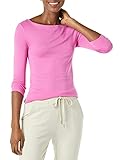 Amazon Essentials 3/4 Sleeve Boatneck T-Shirt, Kräftiges Rosa, L