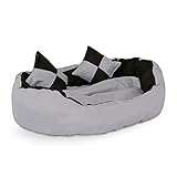 lionto by dibea 4-in-1 Hundebett Hundekissen Hundekörbchen mit Wendekissen (S) 65x50 cm schwarz/g