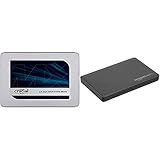 Crucial MX500 2TB CT2000MX500SSD1(Z)-bis zu 560 MB/s (3D NAND, SATA, 2,5 Zoll, Internal SSD) & Amazon Basics - 6,35 cm SATA-Festplattengehäuse, USB 3.0