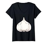 Damen Knoblauch Kochen Küche Vegan Veganer Koch T-Shirt mit V