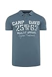 Camp David Herren Poloshirt aus Piquee mit Logo-Applikationen, Cliff Grey, L