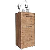 Newroom Kommode Badezimmer Schrank Wildeiche mit viel Stauraum - 37x79x31 cm (BxHxT) - Badezimmerschrank Holz Badkommode Badezimmermöbel - [Trinity.Ten]