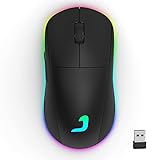 Kabellose Gaming Maus, Programmierbare Wireless Gaming Mouse mit RGB Hinterbeleuchtung, 10000 DPI, Dual Mode Kabelgebunden & Funkmaus für PC, Laptop, Schw