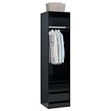 Festnight Kleiderschrank mit 2 Schubladen Garderobenschrank Mehrzweckschrank Aufbewahrungsschrank Hochglanz-Schwarz 50×50×200 cm Spanp