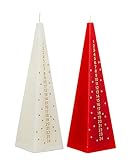 Weihnachtskerzen, 21 cm, zünden Sie diese hübsche Pyramidenförmige Adventskerze jeden Tag als Countdown bis Weihnachten (2 Stück)