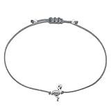Selfmade Jewelry Flamingo Armband Silber Grau - Größenverstellbares Makramee Armband H