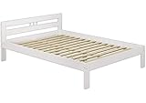 Erst-Holz® Doppelbett 140x200 Massivholzbett Kiefer weiß Futonbett Rollrost Jugendbett 60.64-14 W