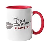 Darts Tasse - Dart Shirt - Spruch - Geschenk - Dart I love it - Dart Tasse - Dart T-Shirt - Dart Deko - Bulls Eye (Tasse (rot), 325 ml)