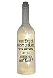 WB wohn trends LED-Flasche mit Motiv, Weil Engel Nicht überall Sein können gibt es Menschen wie Dich, grau, 29cm, Flaschen-Licht Lampe mit Text Sp