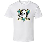 Mighty Ducks of Anaheim Movie Shirt Black White Tshirt Men Shipping Men T Shirt 100% Cotton Sleeve Shirt White L