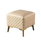 hyywmgx Fußhocker Quadratischer Lederfußhocker mit goldenen 4 Beinen Licht Luxus Sofa Hocker Wohnzimmer Kreative Couchtisch Mode Fußstütze (C