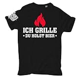 Männer und Herren T-Shirt Ich Grille du Holst Bier Größe S - 5XL