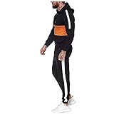 Herren Hausanzug Sportanzug Jogginganzug Set Graue Jacke Und Schwarze Hose Herbst & Winter Rundkragen Sweatshirt Farbkombination Treppen Sportanzug lauschig