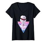 Damen Lost My Mind Zitat – Vaporwave griechische Venus-Statue & Rose Art T-Shirt mit V