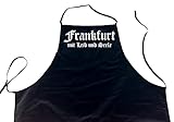 ShirtShop-Saar Frankfurt mit Leib und Seele; Städte Schürze (Latzschürze - Grillen, Kochen, Berufsbekleidung, Kochschürze), schw