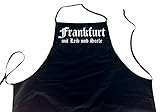 ShirtShop-Saar Frankfurt mit Leib und Seele; Städte Schürze (Latzschürze - Grillen, Kochen, Berufsbekleidung, Kochschürze), schw