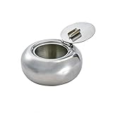 GYQWJPC Aschenbecher mit Deckel, Aschenbecher für Zuhause, Büro, Wohnzimmer, Edelstahl, Aschenbecher, mehrere Auswahl (Farbe: Silber, Größe: L)