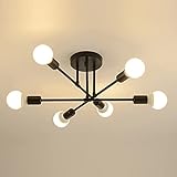 Vintage Deckenleuchte Schwarz E27 Sputnik Kronleuchter 6 Flammig Retro Deckenlampe Geeignet für Esszimmer Esstisch Flur Restaurant Wohnzimmer Hotel Café Usw (Ohne Leuchtmittel)