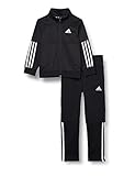 adidas GM8912 Jungen 3-Streifen Team Trainingsanzug, Top:Black/White Bottom:Black/White, 152