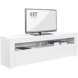 COMIFORT TV Stand - Moderner Wohnzimmer-TV-Tisch, Farben: weiß, weiß/Eiche, Eiche, Maße: 160x35x50 cm (weiß)