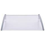 Montloxs Türvordach Sonnenschutz und Regenschutz, Vordach Überdachung Graue transparente aus Polycarbonat, Regenschutz 120 x 80 cm - ABS-Halterung