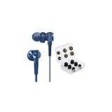 Sony MDRXB55AP Extra Bass Kopfhörer / Headset mit Mikrofon (Blau, mit Knox Gear Ohrstöpsel) 2 Stück