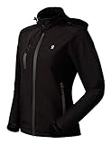 Little Donkey Andy Softshelljacke für Damen mit abnehmbarer Kapuze, Fleecefutter und Wasserabweisend Schwarz S