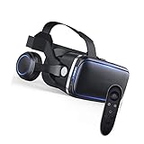 VR Brille mit Bluetooth Controller Handy Virtual Reality Headset 3D Augenschutz für 3D-VR-Filme Videospiele für iPhone 13/12/Pro/Max/11/X/8/7/6 für Samsung S10/S9/Note10/9 Smartphone Android, H110ZJ