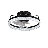 Eqwr Moderner Deckenventilator mit Licht, und Fernbedienung Dimmbar 6 Windgeschwindigkeiten 360° Luftzufuhr ausrichtbar Schlafzimmer Leise LED-Deckenventilatoren mit Lampe Innenbeleuchtung,Schw