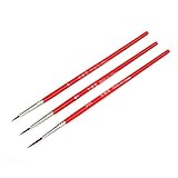 ZMDZA 3 Nylonbürste Hakenkabel professioneller feiner spitzer Pinsel for Acryl-Wasser-Farbmalerei (Color : Red)