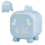 Kinderwecker Digital, Dinosaurier Wecker mit Nachtlicht Snooze Timer-Temperatur Kinder Schlaftrainer , Wecker für Kinder Schlafzimmer Jungen Mädchen (Blau)