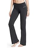 BALEAF Damen Flare Joga Fitness Hose mit Innen Tasche Grau L