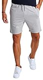 Björn Swensen Shorts Herren Kurze Hose Baumwolle Sommer Sport Jogginghose Männer Sporthose Kurze Freizeithose Trainingshose Fitnesshose Laufshorts Bermuda Slim Fit Fit BS3003 Grau Larg