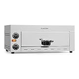 Klarstein Vesuvio Pro Pizzaofen Gastro, 1130 Watt, 1 Kammer, 360 x 330 mm Backfläche, Temperatur bis zu 300 °C, Krümelschublade, Edelstahl, Pizza Backofen, für Brot und Backwaren, silb