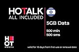 HOT Mobile - Prepaid SIM Karte, Israel, 5 GB, 500 Minuten, 500 SMS, 4G | LTE, sehr hohe Geschwindigkeit, Keine Laufzeit und ohne Abonnements oder Verpflichtung