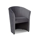 Roverti Cocktailsessel Matiz 1-Sitzer B67 x T59 cm x H75 cm, freistehend, Kunststofffüße 1,5 cm, strapazierfähiger Polsterbezug in Velvet-Optik