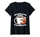 Damen Eule Der Frühe Vogel kann mich mal Morgenmuffel Faultier T-Shirt mit V