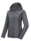 Little Donkey Andy Damen wasserdichte Regenjacke Leichte atmungsaktivem Regenjacke für Outdoor-Windbreaker zum Wandern, Reisen Grau S