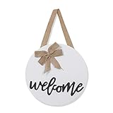 TÜR Hängeschild Türschilder Holzschild Rund Willballsschild Haustür Welcome Schild Blumen Für Holztürplatte Im Landhausstil Im Bowknot-Stil46x30