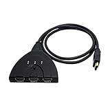RRunzfon HDMI 3-Port HDMI Switcher 4K, 3x1 Switcher (Auto Switch) Unterstützung Ultra HD 4K 1080P 3D-Player, HDMI-Splitter-Hub