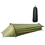 1 Person Camping Zelt, Ultraleichtes Biwaksackzelt Wasserdichtes Tragbares Campingzelt Schnellaufstellbarer Schlafsackbezug Biwaksack mit Tragetasche Für Das Überleben Im Freien (Grün)