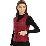 ZYCSKTL Beheizte Weste Mit Akku Winter V-Ausschnitt Damen Heizweste, Tragbare Elektrische Heizbekleidung Für Reisen Im Freien, Ausgestattet Mit 16000mAh Powerbank (Color : Red-Female, Size : 3XL)