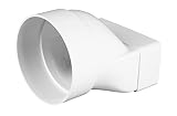Adapter Übergangsstück rund/eckig, 55x110mm, Ø 100mm Flachkanal Abluftrohr Abluft Badlüfter, Aw