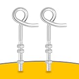 2 Sicherheits-Schaukelhaken mit metrischem Gewinde und 3 Muttern verzinkt | M12 x 180 mm | Schaukel-Aufhängung für schwere L