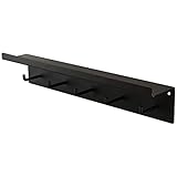 mokebo® Garderobenleiste 'Der Hochmütige' aus Metall, Garderobenhaken, Wandgarderobe, Designed in Denmark, B 50cm | H 11cm | T 9cm, Schwarz Pulverbeschichtet 01